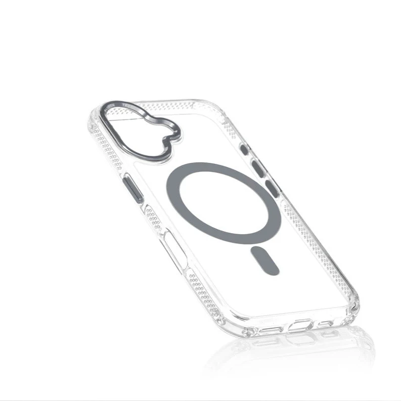 Premium Crystal Clear Hard Back Case For Apple iPhone 16 with Strong Wireless Charging Support Magnet & Colored Metal finish Ring Camera Protection - Image 5
