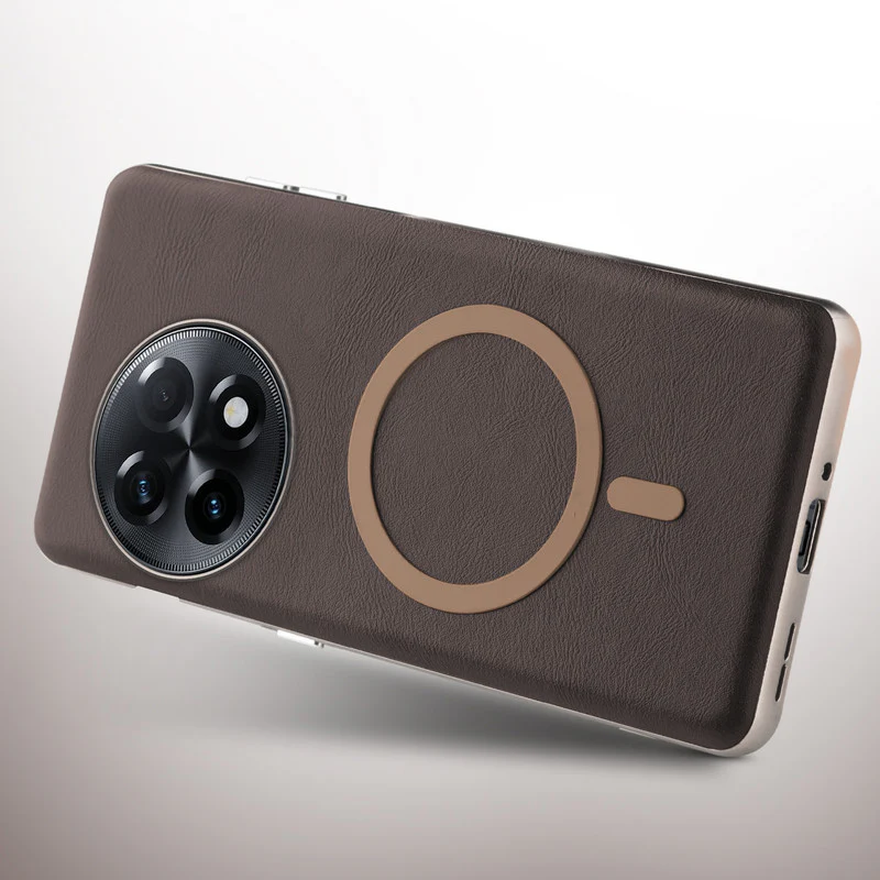 Premium Faux Leather Wireless Charging Support Compatible Case for OnePlus 11R 5G With Metal Finish Edges - Image 12