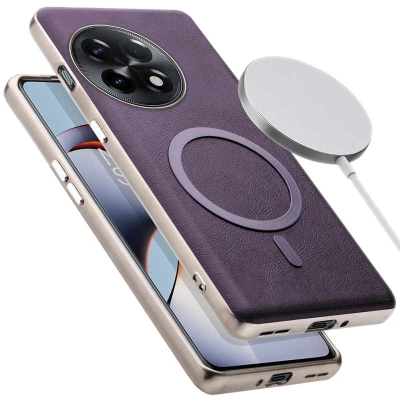 Premium Faux Leather Wireless Charging Support Compatible Case for OnePlus 11R 5G With Metal Finish Edges - Image 13