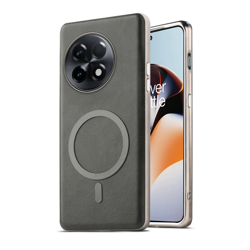 Premium Faux Leather Wireless Charging Support Compatible Case for OnePlus 11R 5G With Metal Finish Edges - Image 27