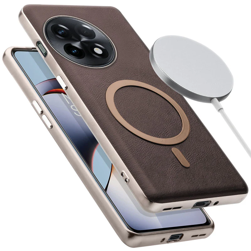 Premium Faux Leather Wireless Charging Support Compatible Case for OnePlus 11R 5G With Metal Finish Edges - Image 7