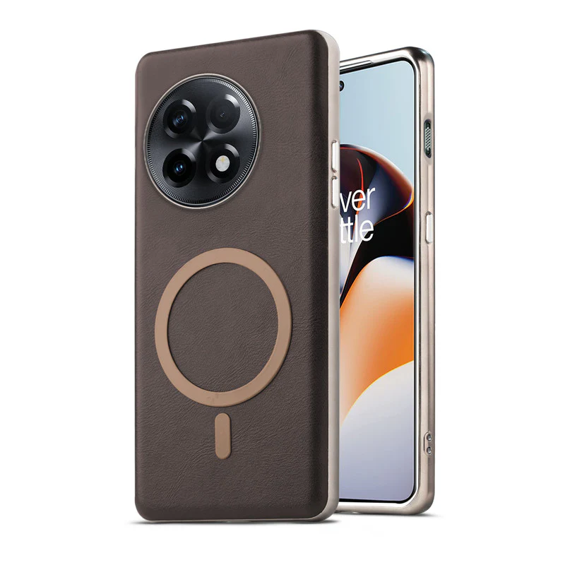 Premium Faux Leather Wireless Charging Support Compatible Case for OnePlus 11R 5G With Metal Finish Edges - Image 9