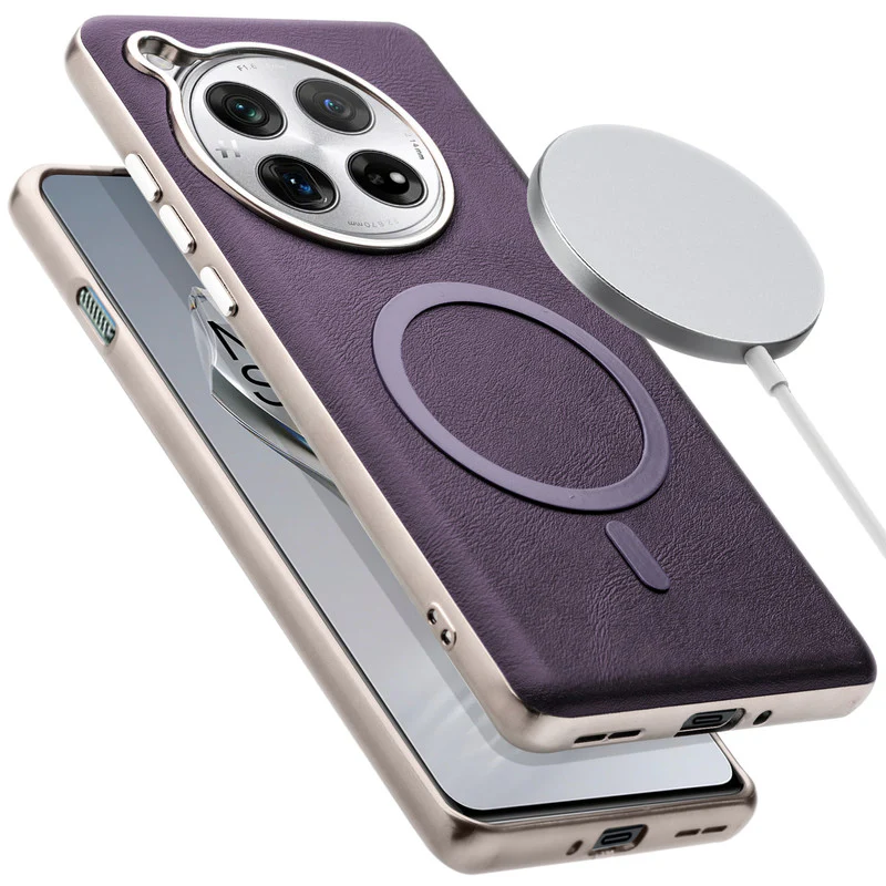 Premium Faux Leather Wireless Charging Support Compatible Case for OnePlus 12 5G With Metal Finish Edges - Image 13