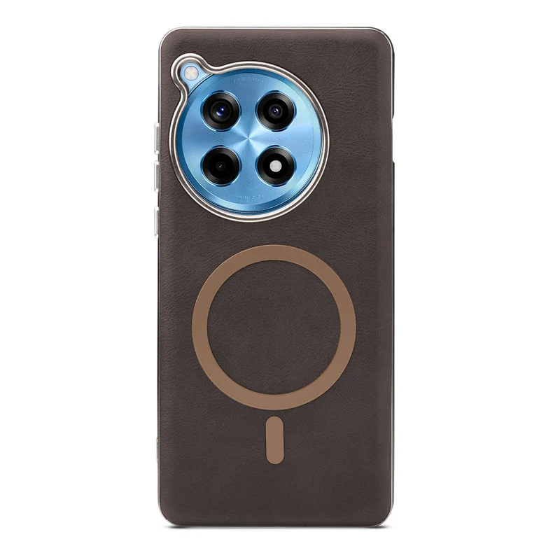 Premium Faux Leather Wireless Charging Support Compatible Case for OnePlus 12R 5G With Metal Finish Edges - Image 10