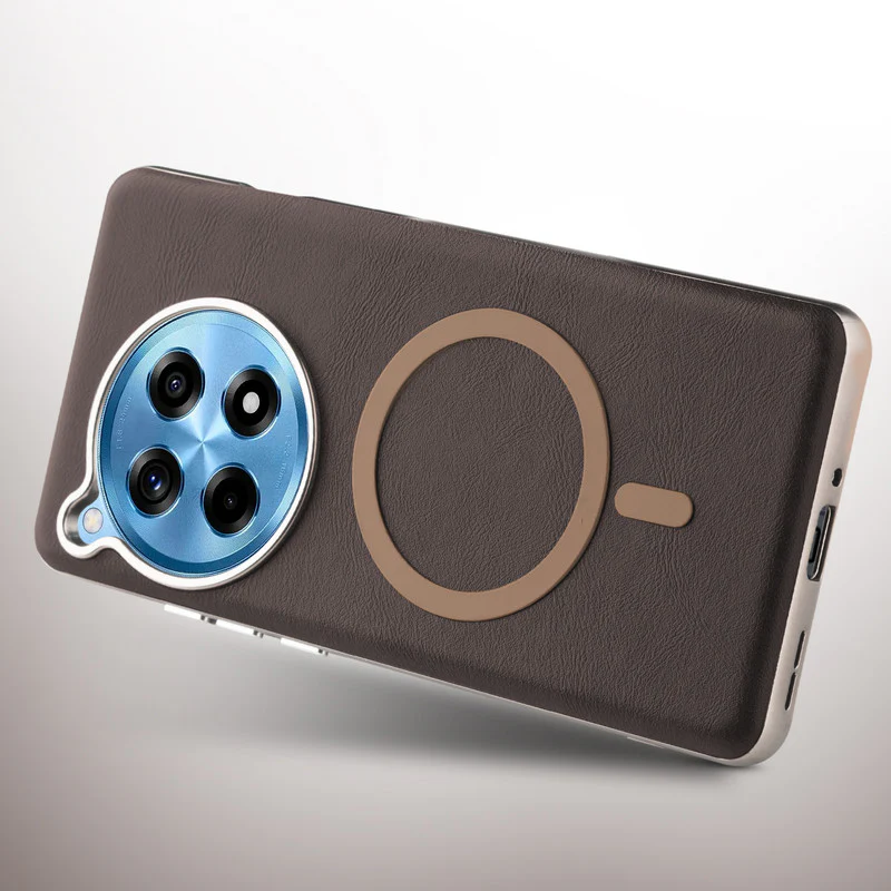 Premium Faux Leather Wireless Charging Support Compatible Case for OnePlus 12R 5G With Metal Finish Edges - Image 12