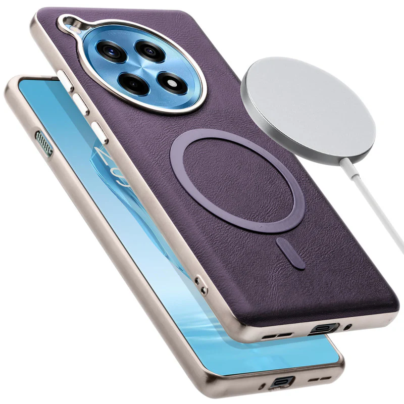 Premium Faux Leather Wireless Charging Support Compatible Case for OnePlus 12R 5G With Metal Finish Edges - Image 13