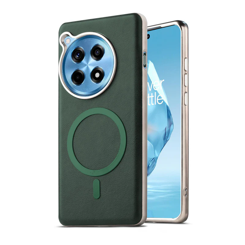 Premium Faux Leather Wireless Charging Support Compatible Case for OnePlus 12R 5G With Metal Finish Edges - Image 21