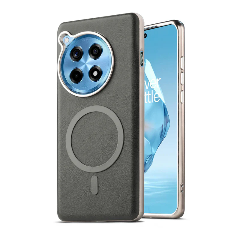 Premium Faux Leather Wireless Charging Support Compatible Case for OnePlus 12R 5G With Metal Finish Edges - Image 27