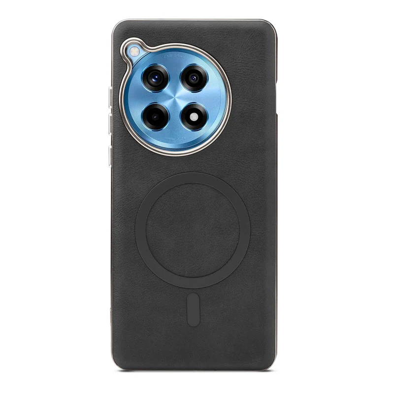 Premium Faux Leather Wireless Charging Support Compatible Case for OnePlus 12R 5G With Metal Finish Edges - Image 4