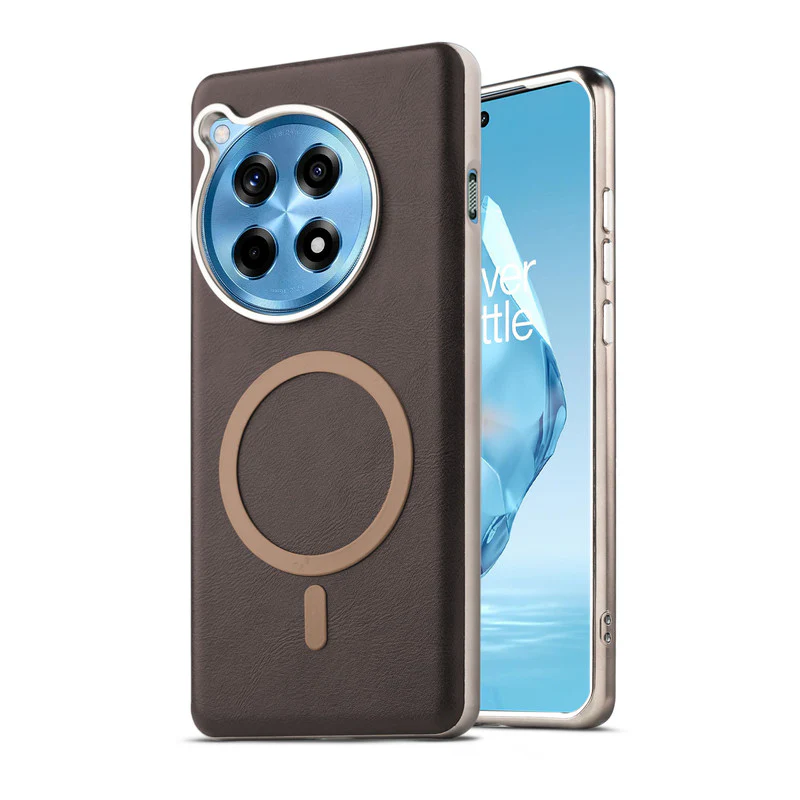 Premium Faux Leather Wireless Charging Support Compatible Case for OnePlus 12R 5G With Metal Finish Edges - Image 9