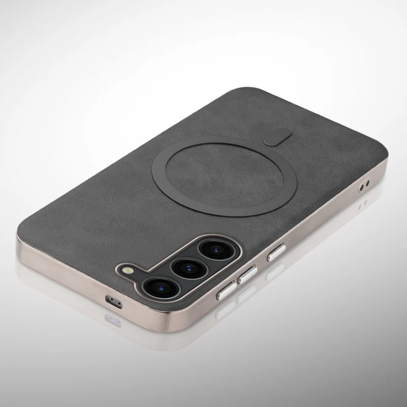 Premium Faux Leather Wireless Charging Support Compatible Case for Samsung S23 5G With Metal Finish Edges - Image 5