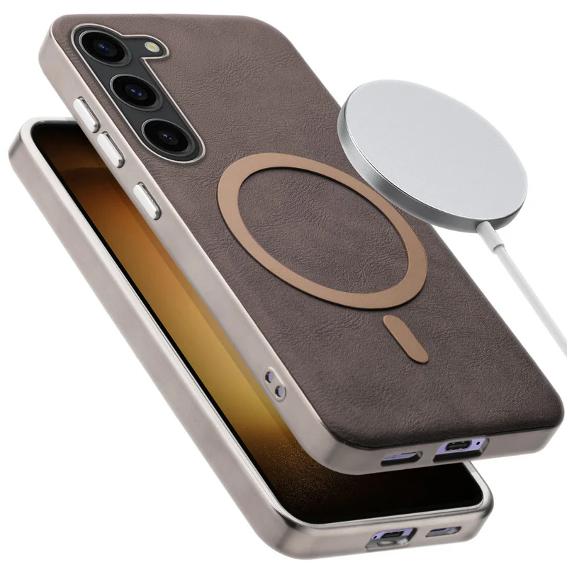 Premium Faux Leather Wireless Charging Support Compatible Case for Samsung S23 5G With Metal Finish Edges - Image 7