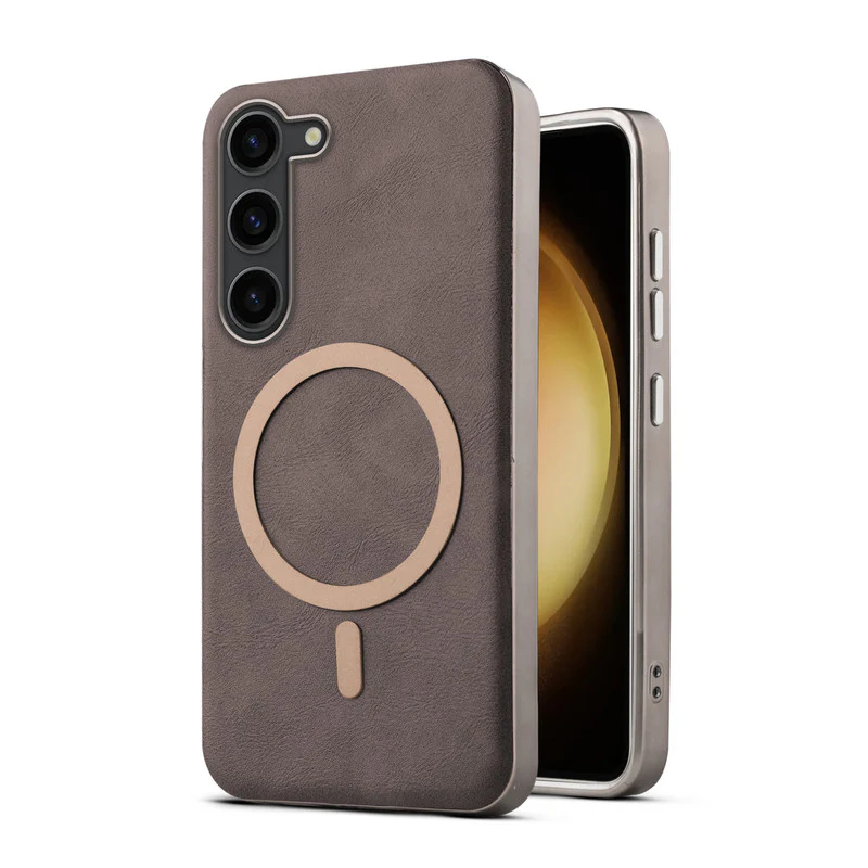 Premium Faux Leather Wireless Charging Support Compatible Case for Samsung S23 5G With Metal Finish Edges - Image 9