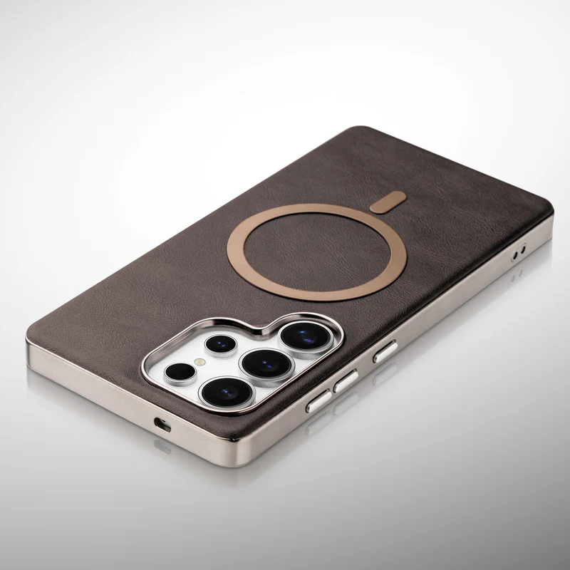 Premium Faux Leather Wireless Charging Support Compatible Case for Samsung S23 Ultra 5G With Metal Finish Edges - Image 11