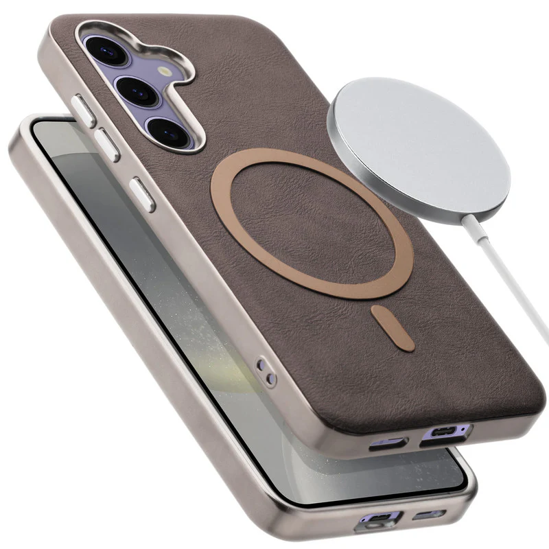 Premium Faux Leather Wireless Charging Support Compatible Case for Samsung S24 5G With Metal Finish Edges - Image 7