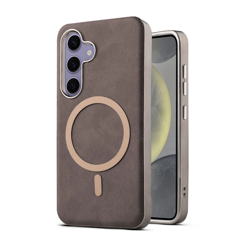 Premium Faux Leather Wireless Charging Support Compatible Case for Samsung S24 5G With Metal Finish Edges - Image 9