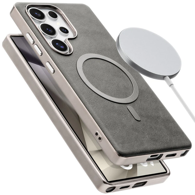 Premium Faux Leather Wireless Charging Support Compatible Case for Samsung S24 Ultra 5G With Metal Finish Edges - Image 25