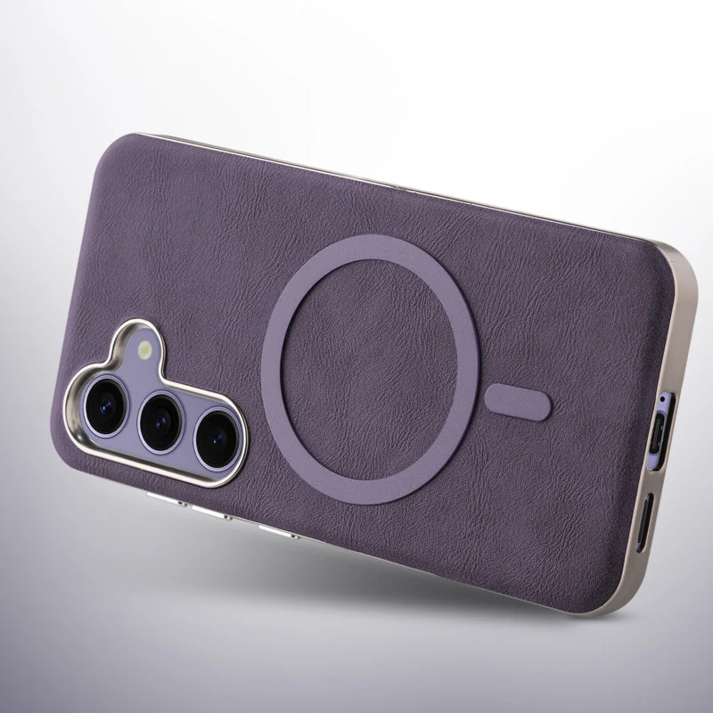 Premium Faux Leather Wireless Charging Support Compatible Case for Samsung S25 5G With Metal Finish Edges - Image 18