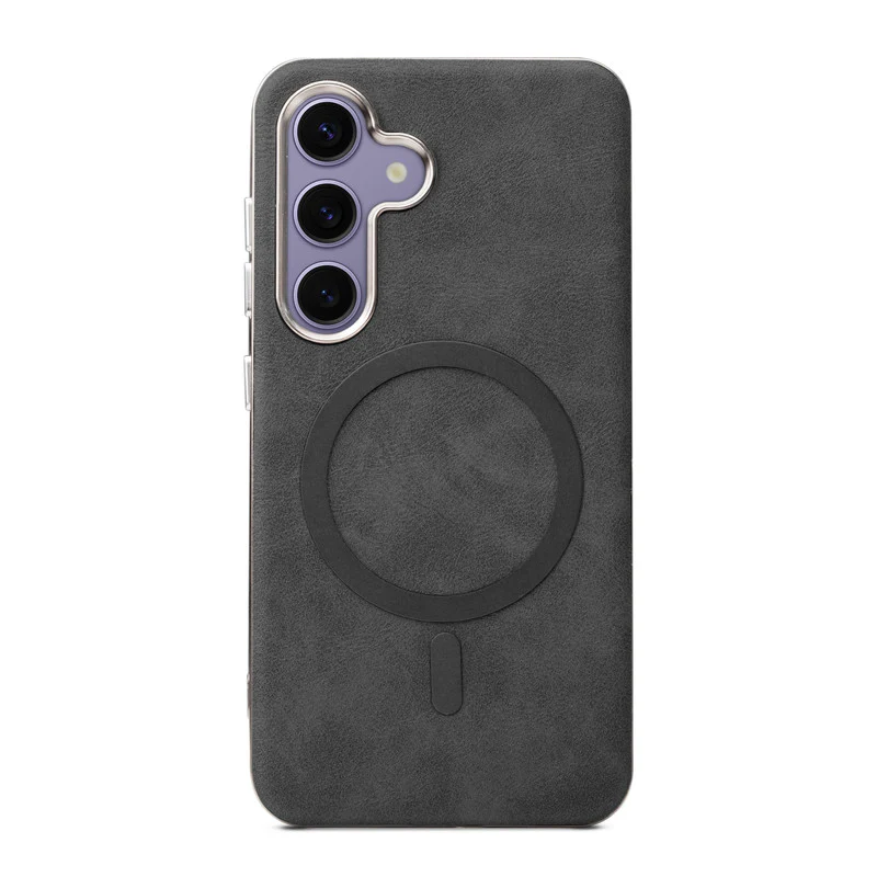 Premium Faux Leather Wireless Charging Support Compatible Case for Samsung S25 5G With Metal Finish Edges - Image 4