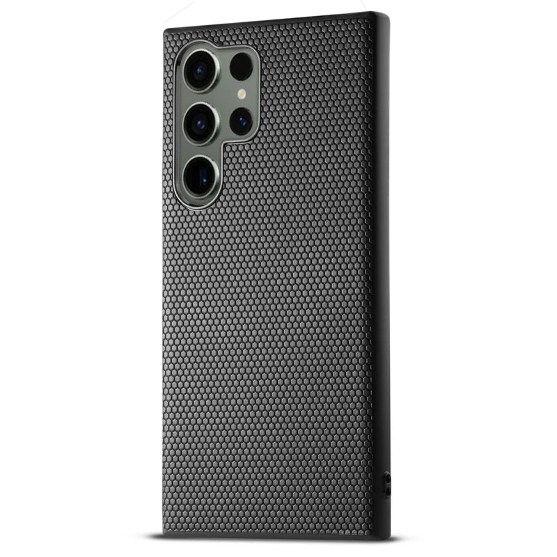 Premium Matte Finish Honeycomb Pattern Back Case For Samsung S23 Ultra 5G - Image 3