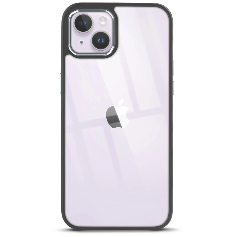 Premium Silicon Frame with Clear Back & Silver Camera Ring Back Case Cover For Apple iPhone 15 Plus - Image 3