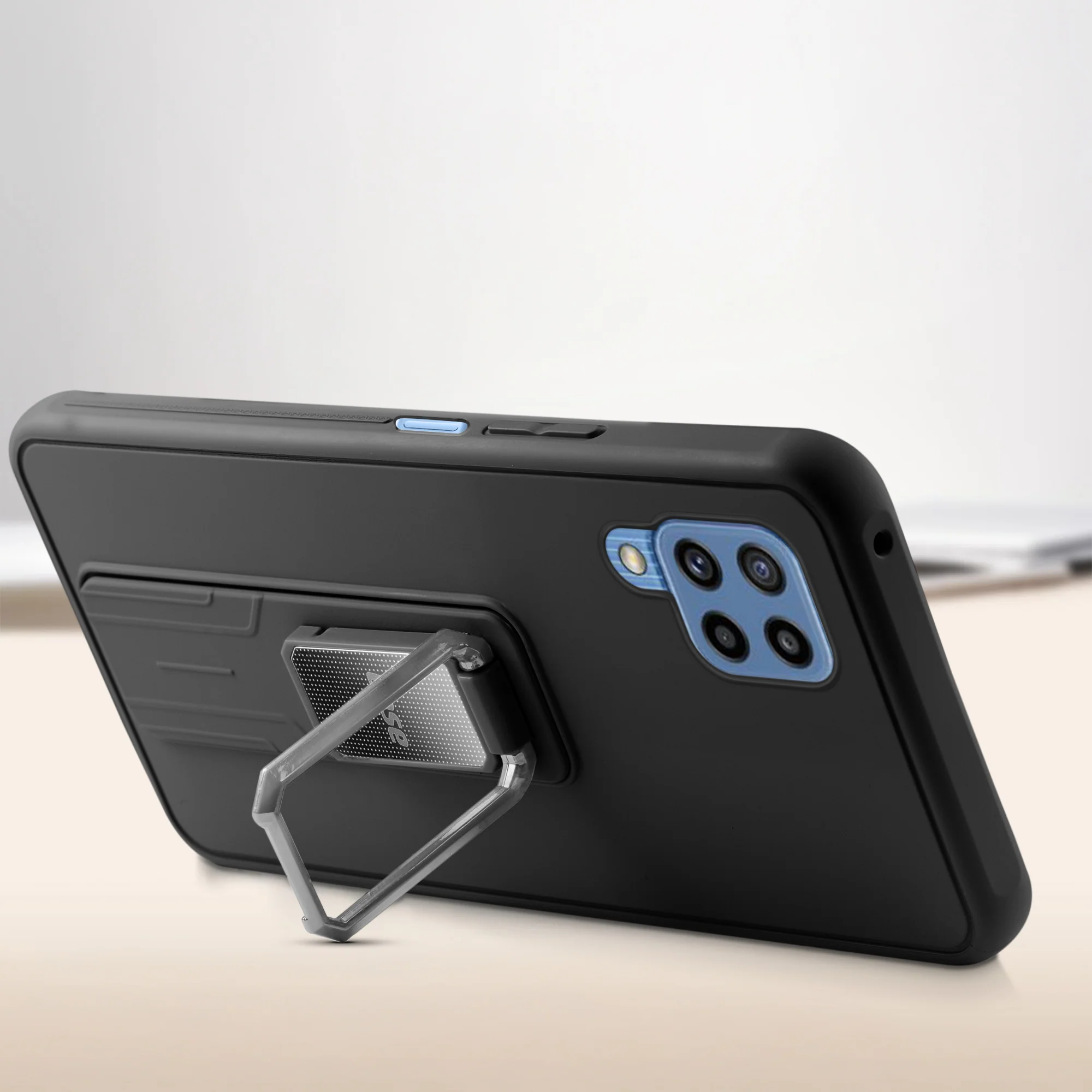 Premium Silicone Case with Metal Kickstand and Camera Protection Back Cover For Samsung M32 4G - Image 5