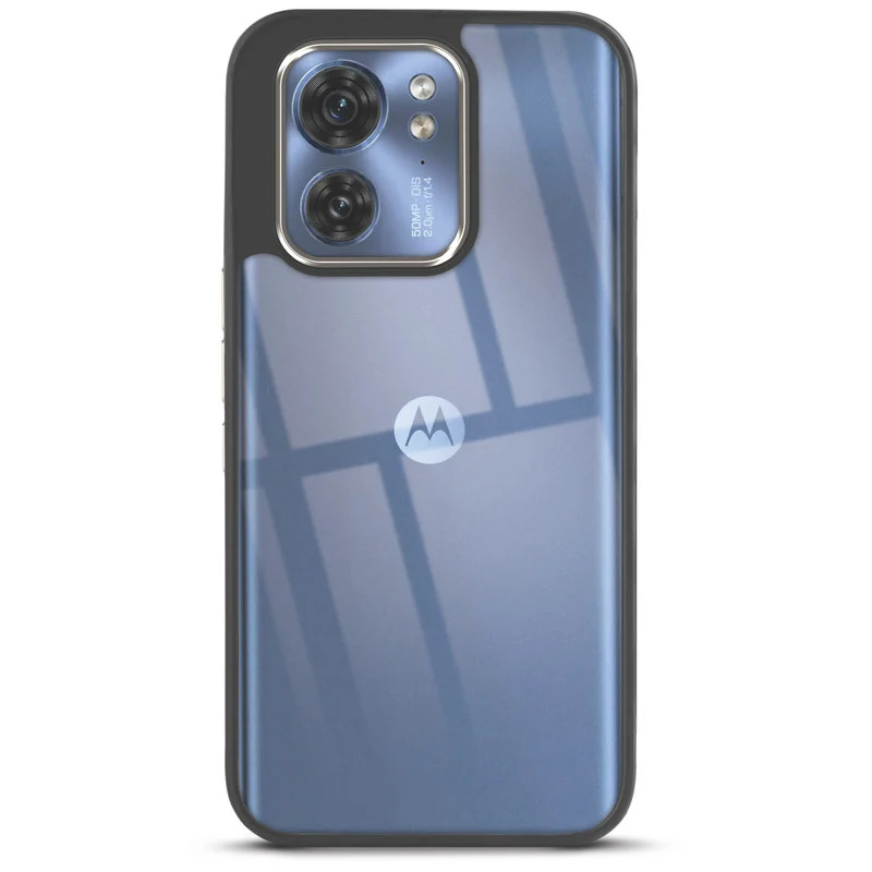 Premium Silicone Frame with Clear Back & Silver Camera Ring Back Case Cover For Motorola Edge 40 5G - Image 3