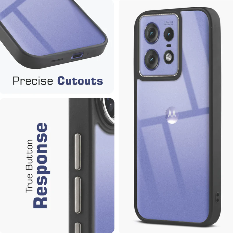 Premium Silicone Frame with Clear Back & Silver Camera Ring Back Case Cover For Motorola Edge 50 Pro 5G - Image 5
