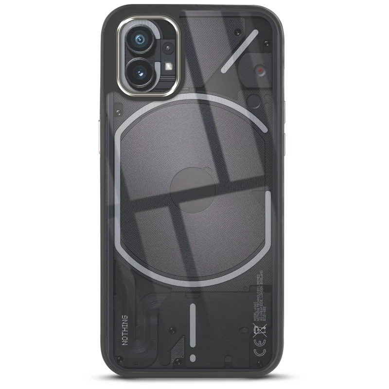 Premium Silicone Frame with Clear Back & Silver Camera Ring Back Case Cover For Nothing Phone 1 - Image 3