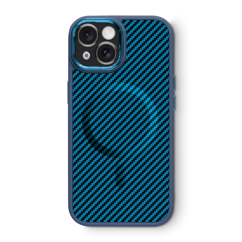 Premium Tech Weave Design With Wireless Charging Support Compatible Back Case For Apple iPhone 15 - Image 12