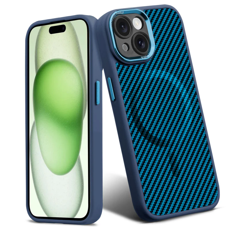 Premium Tech Weave Design With Wireless Charging Support Compatible Back Case For Apple iPhone 15 Plus - Image 13