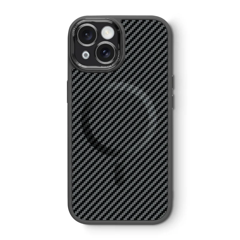 Premium Tech Weave Design With Wireless Charging Support Compatible Back Case For Apple iPhone 15 Plus - Image 6