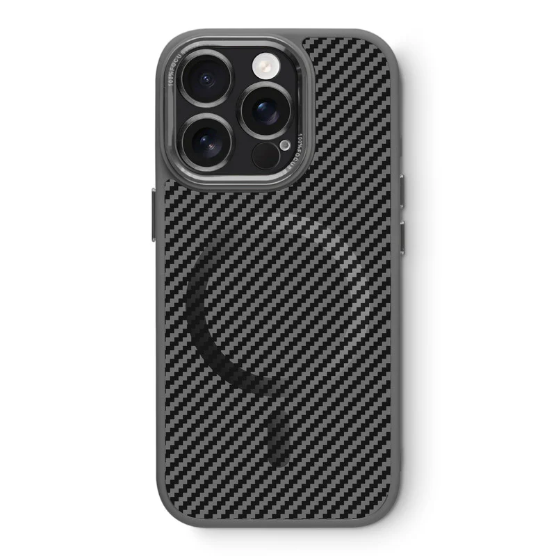 Premium Tech Weave Design With Wireless Charging Support Compatible Back Case For Apple iPhone 15 Pro - Image 6