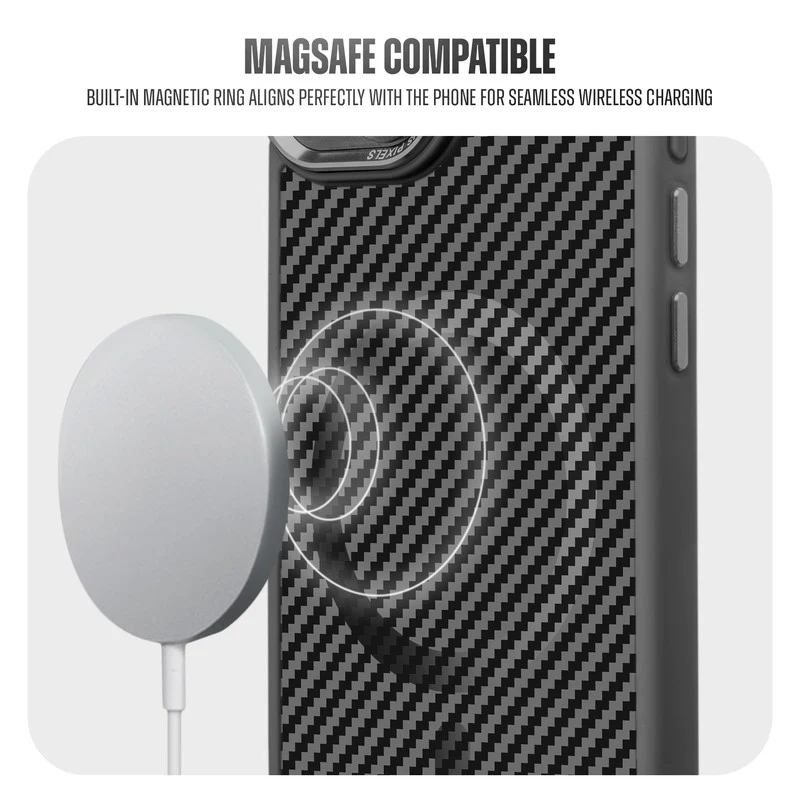 Premium Tech Weave Design With Wireless Charging Support Compatible Back Case For Apple iPhone 16 Pro Max - Image 4