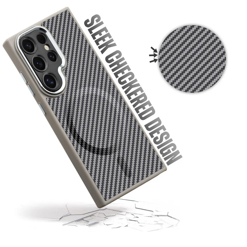 Premium Tech Weave Design With Wireless Charging Support Compatible Back Case For Samsung S23 Ultra 5G - Image 3