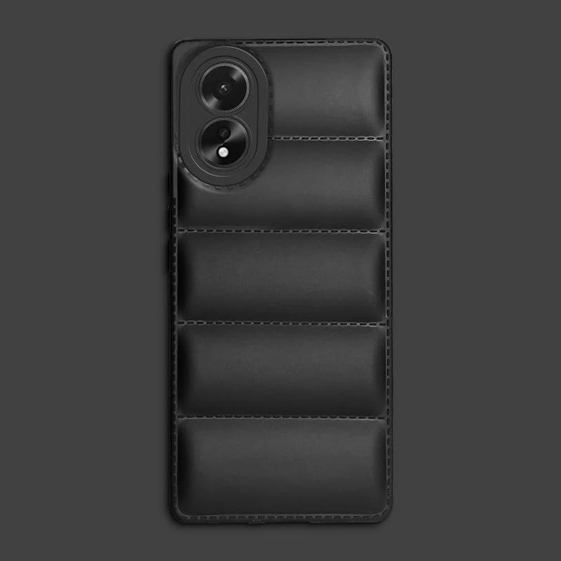 Puffer Pattern Back Cover Case for Oppo A38 4G | Oppo A18 | Silicone TPU | Camera Protection - Black - Image 6