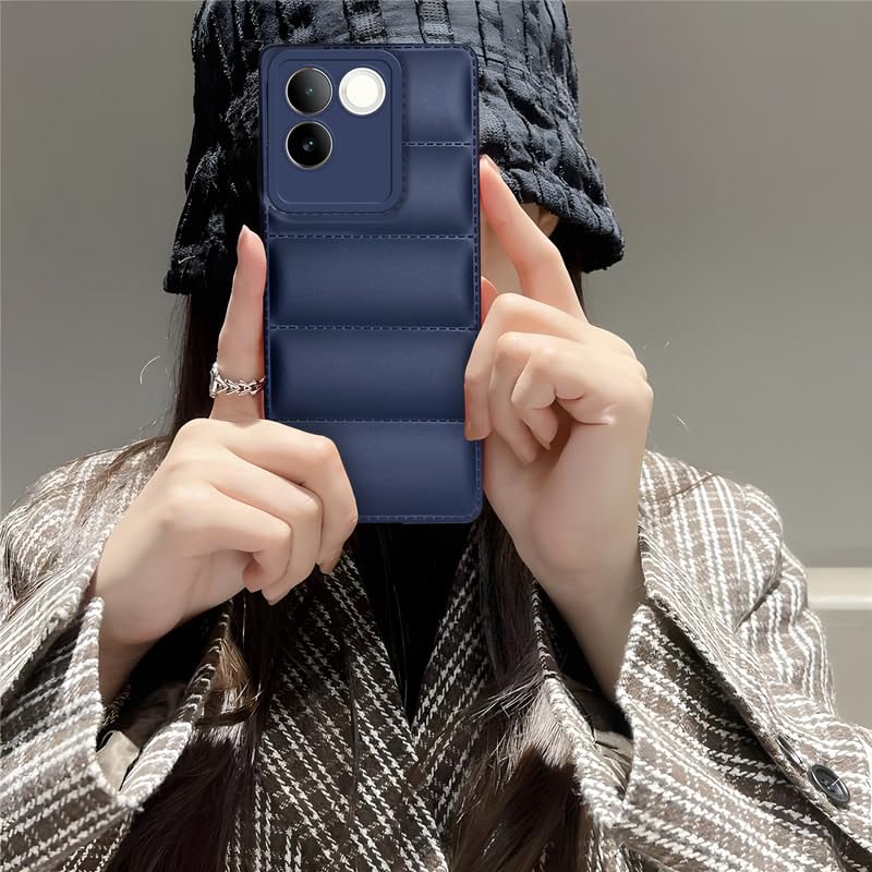Puffer Pattern Back Cover Case for Vivo T2 Pro 5G Silicone TPU Camera Protection - Black - Image 11