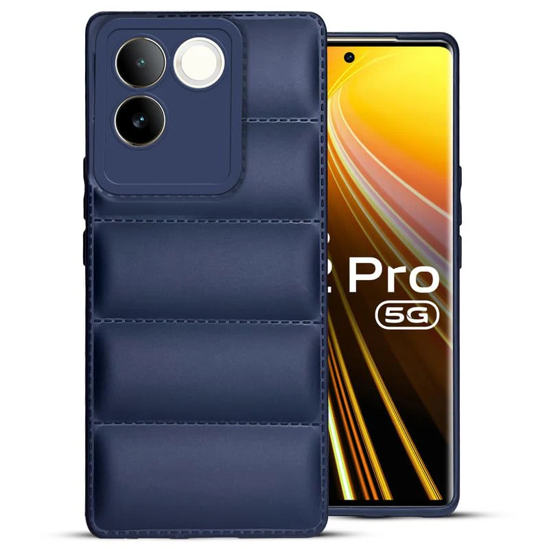 Puffer Pattern Back Cover Case for Vivo T2 Pro 5G Silicone TPU Camera Protection - Black - Image 12