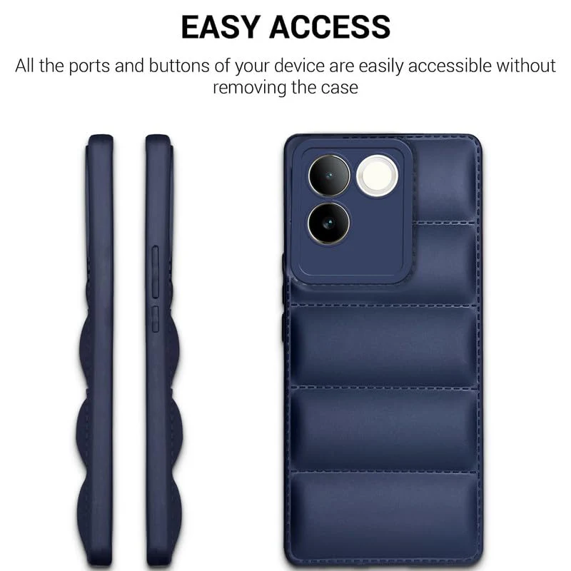 Puffer Pattern Back Cover Case for Vivo T2 Pro 5G Silicone TPU Camera Protection - Black - Image 14