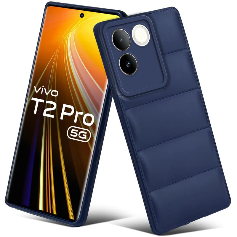 Puffer Pattern Back Cover Case for Vivo T2 Pro 5G Silicone TPU Camera Protection - Black - Image 8