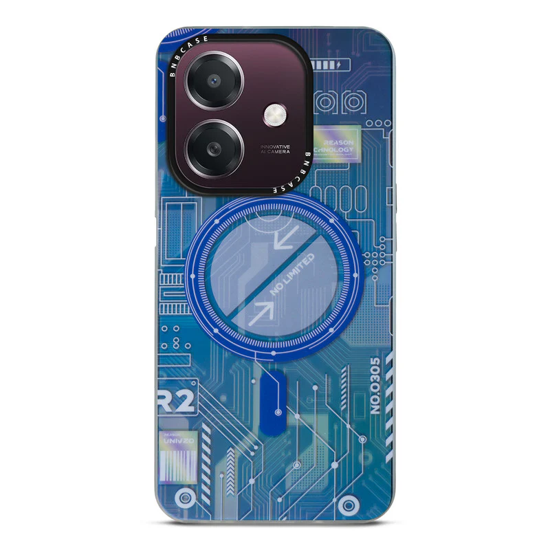 Colorful Reflective Circuit Prints Hard Back Protector Case For Oppo A3x 4G - Image 38
