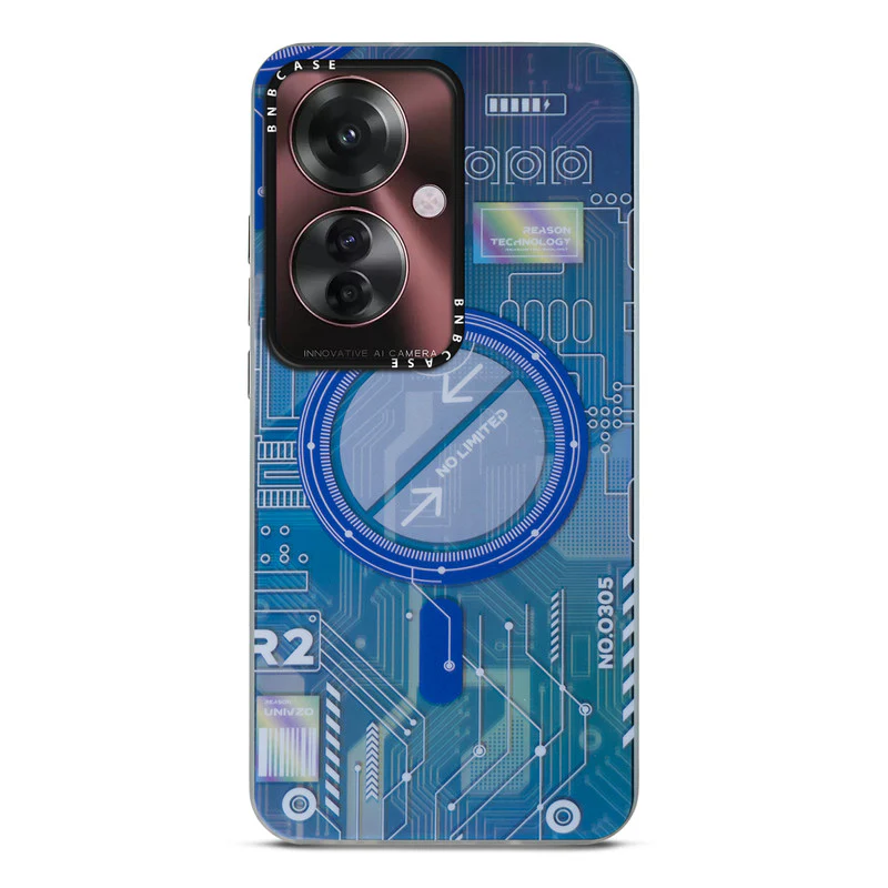 Colorful Reflective Circuit Prints Hard Back Protector Case For Oppo F25 Pro 5G - Image 38