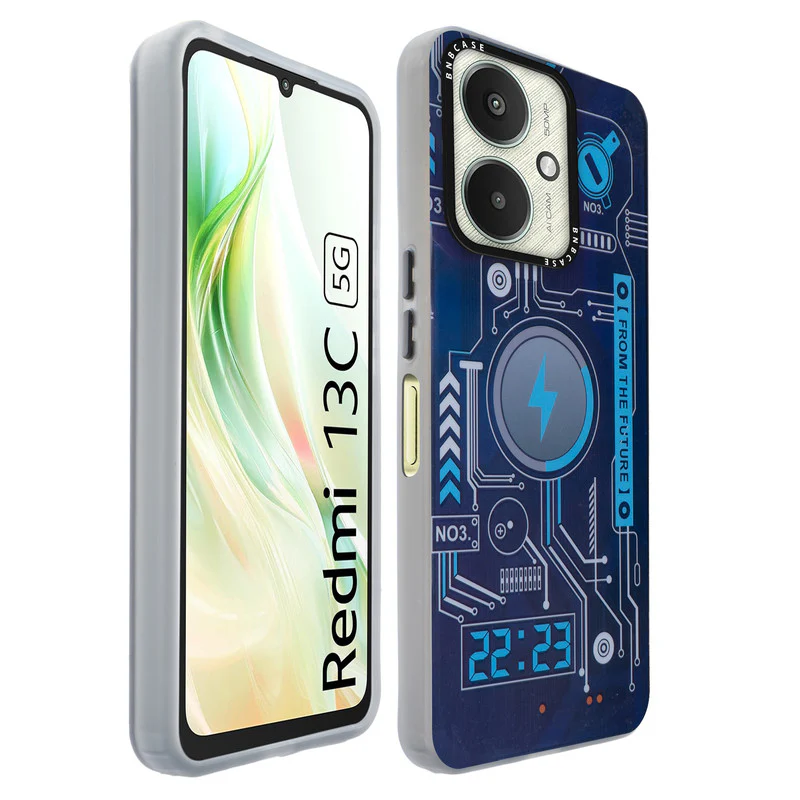 Colorful Reflective Circuit Prints Hard Back Protector Case For Redmi 13C 5G - Image 8