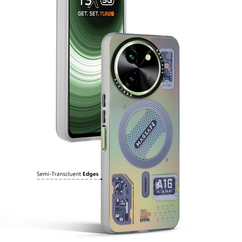 Colorful Reflective Circuit Prints Hard Back Protector Case For Vivo T3x 5G - Image 14