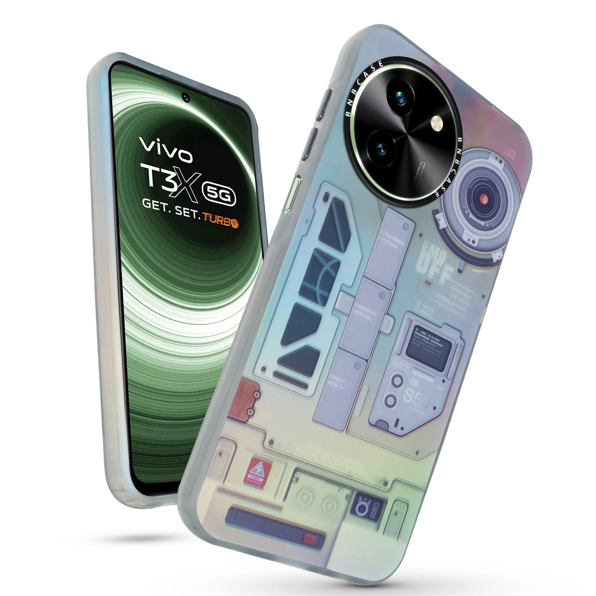 Colorful Reflective Circuit Prints Hard Back Protector Case For Vivo T3x 5G - Image 41