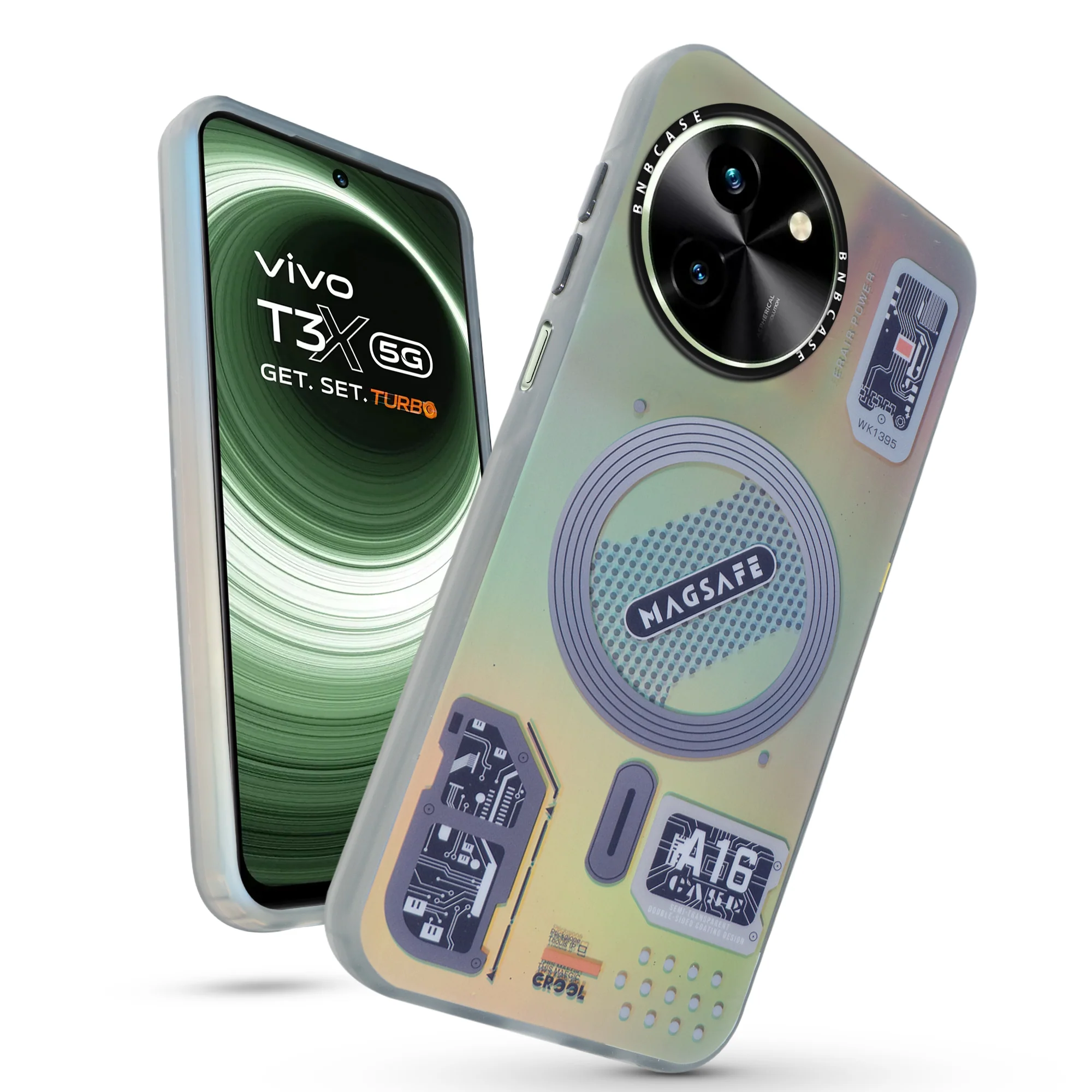 Colorful Reflective Circuit Prints Hard Back Protector Case For Vivo T3x 5G - Image 9