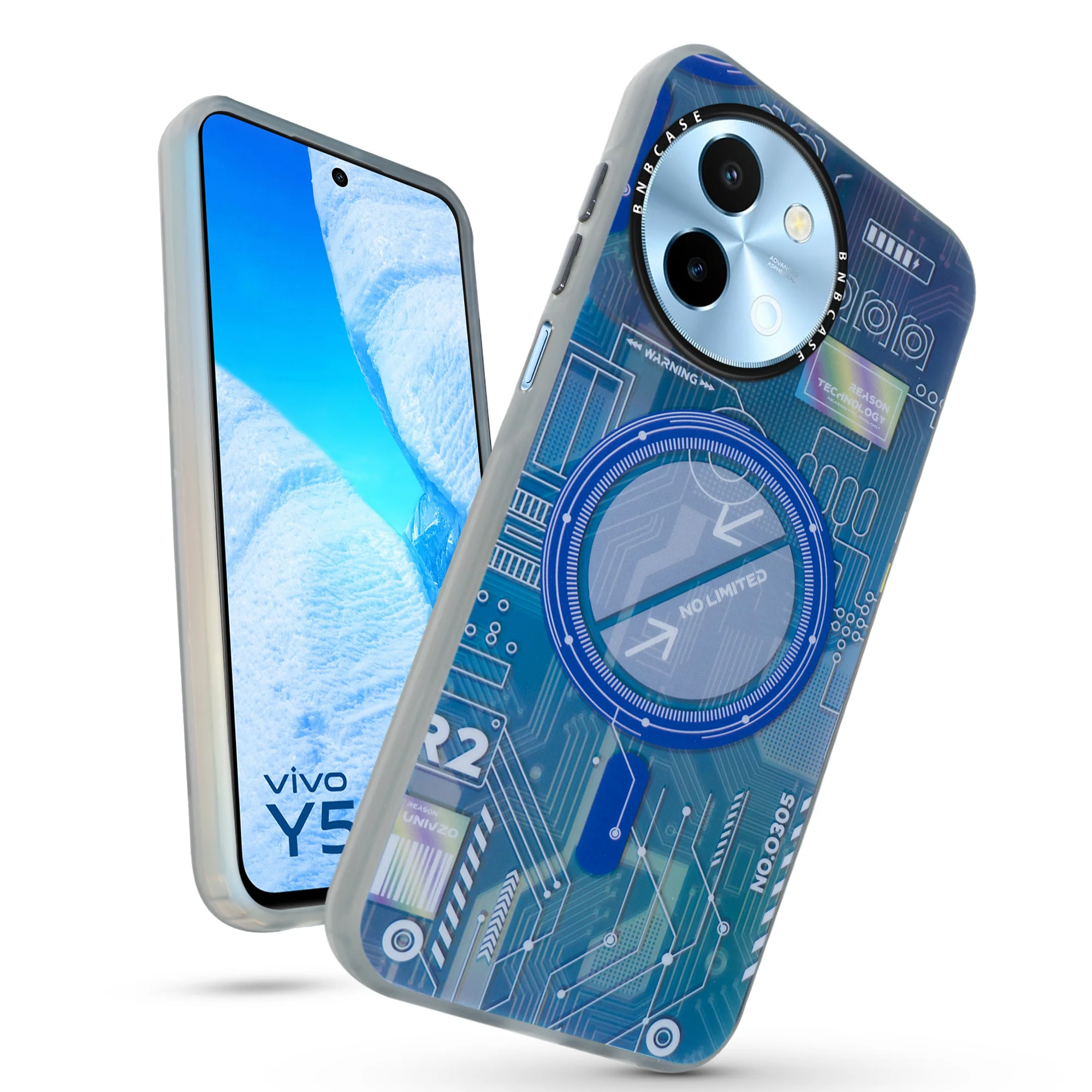 Colorful Reflective Circuit Prints Hard Back Protector Case For Vivo Y58 5G - Image 41