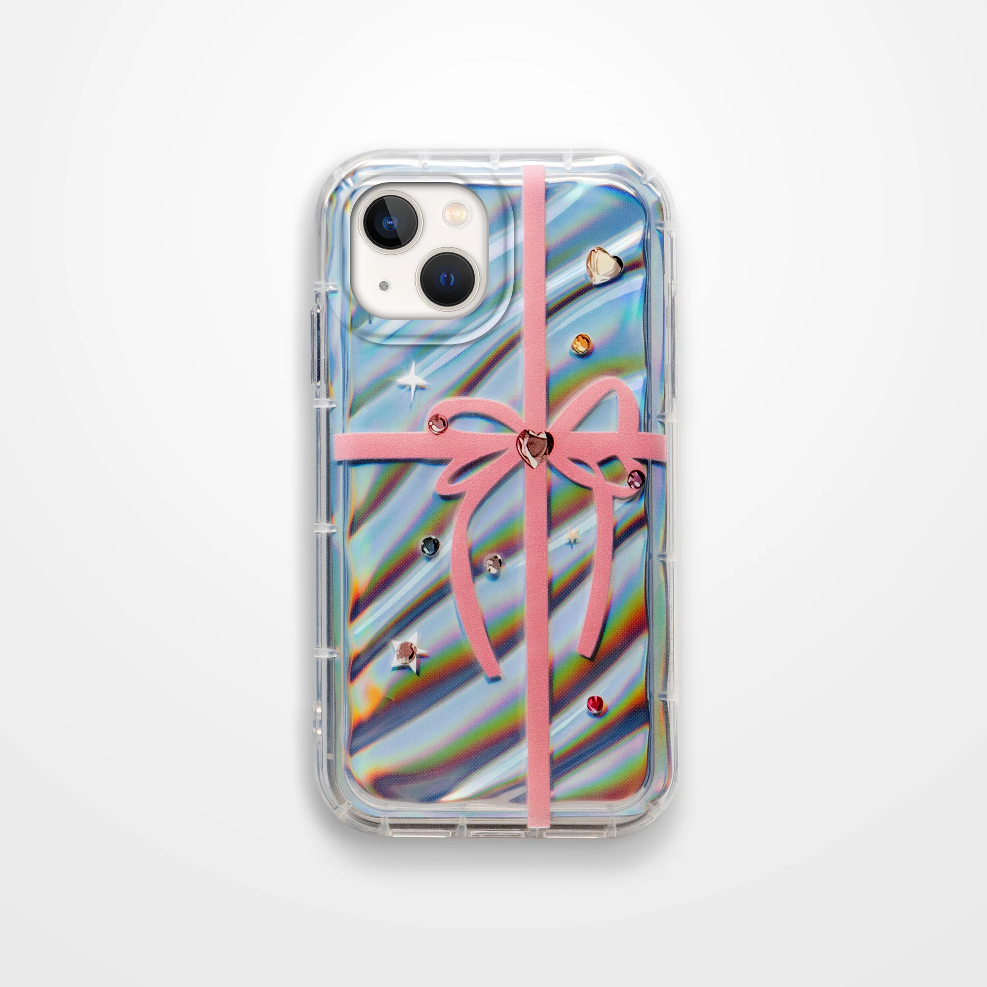 Ribbon Print Transparent Back Cover for Apple iPhone 14 - Image 2