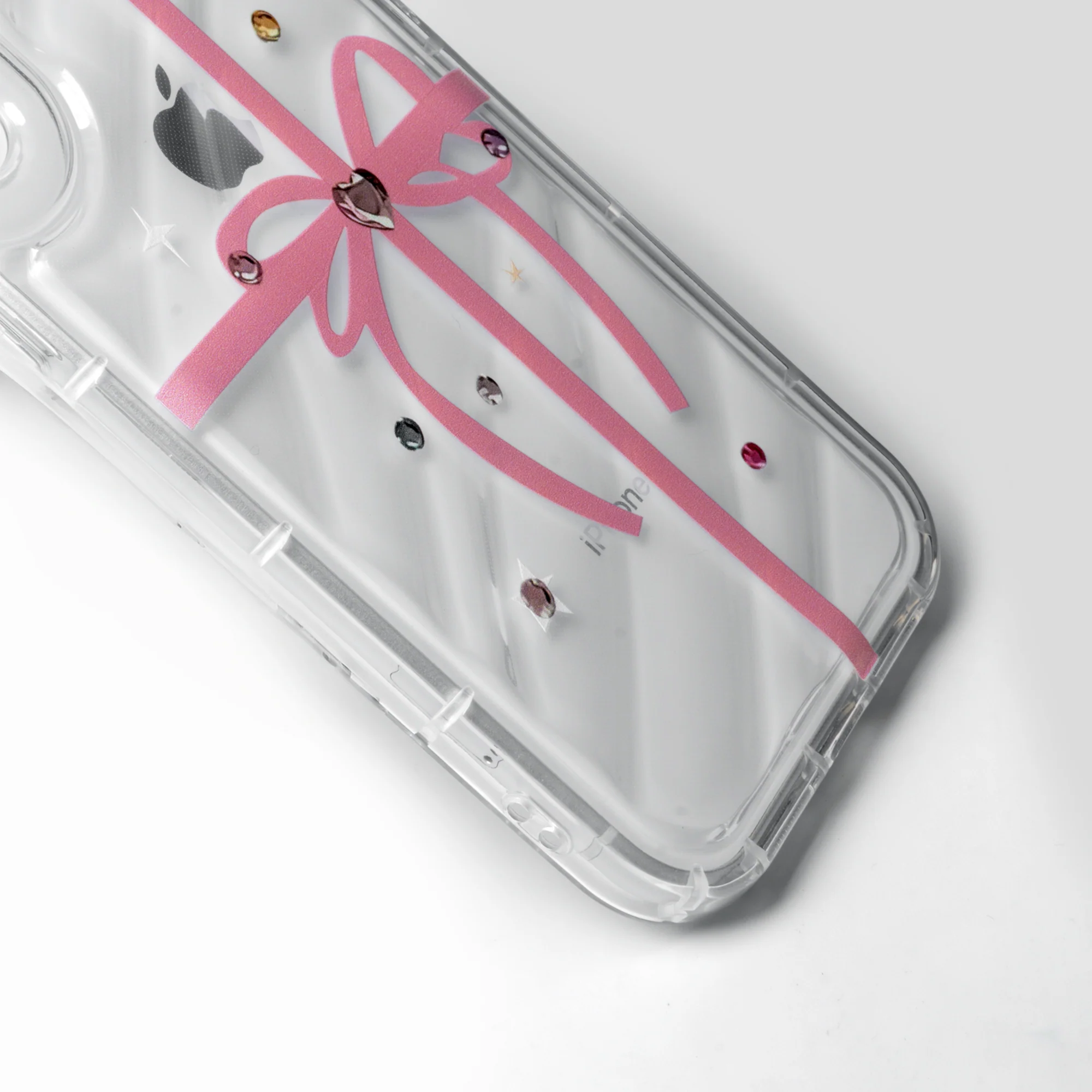 Ribbon Print Transparent Back Cover for Apple iPhone 15 Pro Max - Image 3