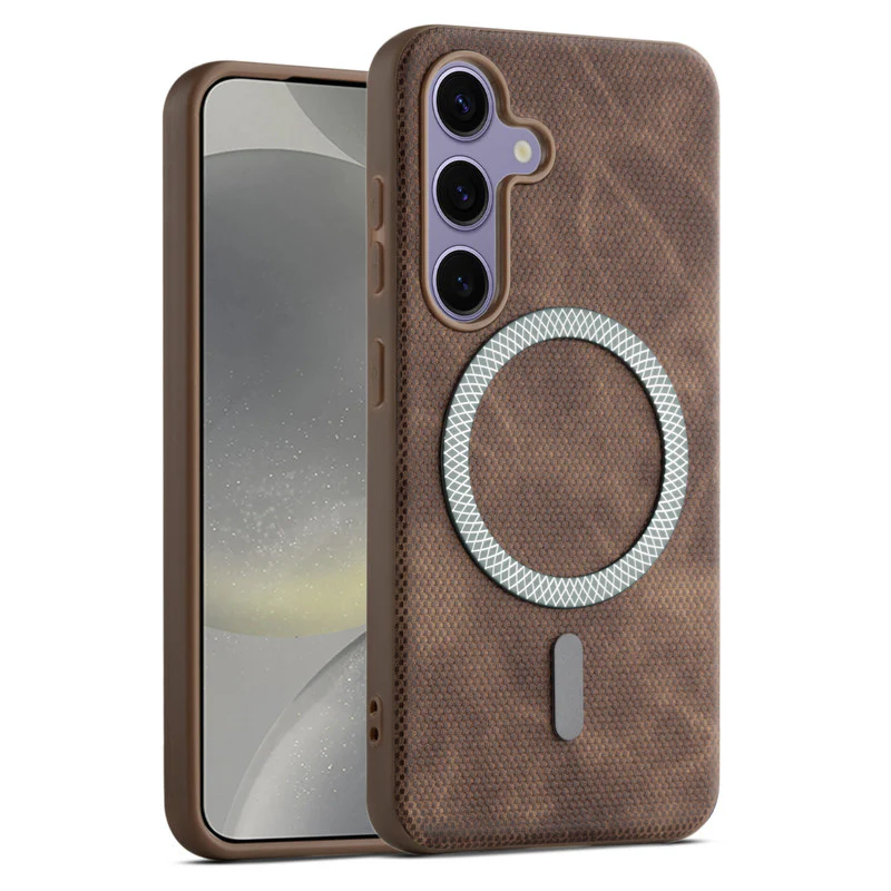 Rugged Vintage Look Back Case For Samsung S24 5G With Magnetic Charging Compatible with Wireless Charging Support - Image 7